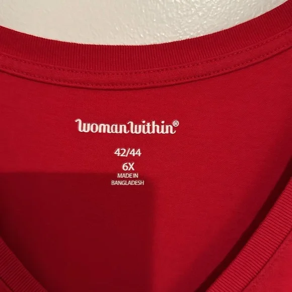 Women Within 6X (42–44) Plus Red t-shirt, 100% cotton - Picture 2 of 5